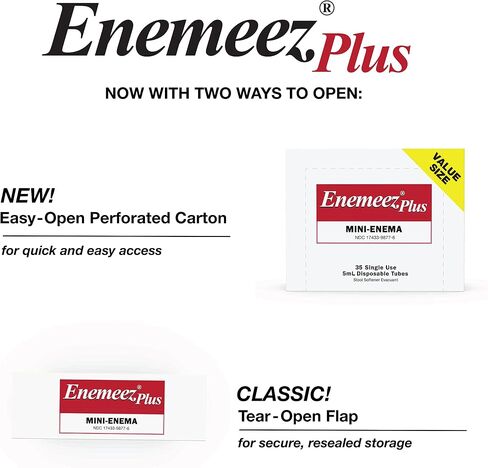 Enemeez Plus Mini Enema, 283mg Docusate Sodium and 20 mg Benzocaine Mini Enema, Constipation Relief, 30 Count in Kuwait