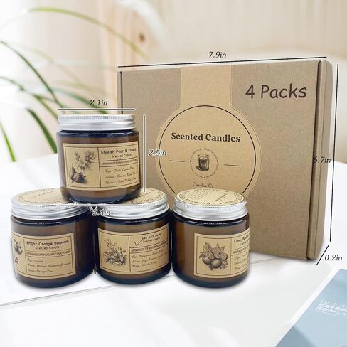 شموع معطرة للعلاج العطري، شموع الصويا كاريلاكس للمنزل، تدوم طويلاً، 4 شموع لتخفيف التوتر هدايا للنساء والرجال في صندوق جميل in Kuwait