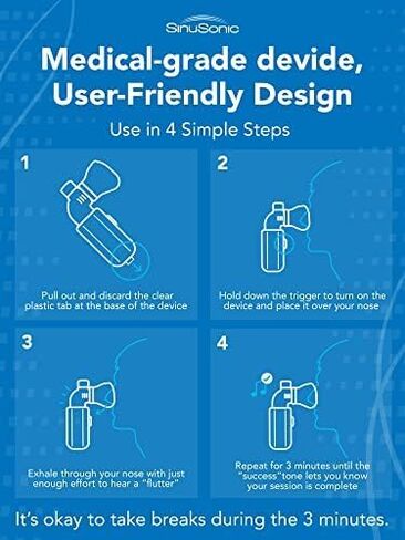 SinuSonic Nasal Congestion Relief Device, 6-Month Life Cycle — Clinically Proven for Sinus Pressure Relief with Acoustic Vibration & Light Pressure — Nasal Decongestant for Allergies & Stuffy Nose in Saudi Arabia