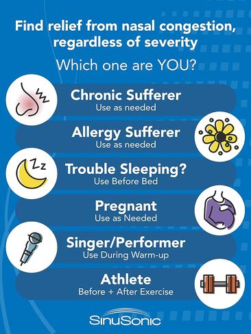 SinuSonic Nasal Congestion Relief Device, 6-Month Life Cycle — Clinically Proven for Sinus Pressure Relief with Acoustic Vibration & Light Pressure — Nasal Decongestant for Allergies & Stuffy Nose in Saudi Arabia