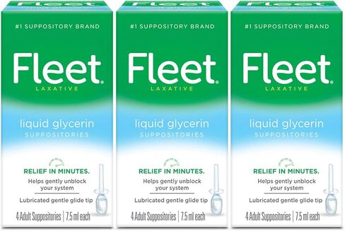 Fleet Liquid Glycerin Suppositories for Adult Constipation, 4 Count ( Pack of 3) in Kuwait