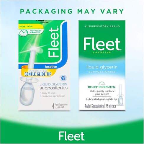 Fleet Liquid Glycerin Suppositories for Adult Constipation, 4 Count ( Pack of 3) in Kuwait