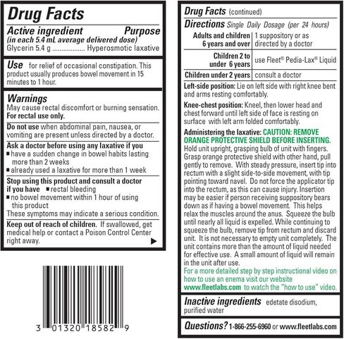 Fleet Liquid Glycerin Suppositories for Adult Constipation, 4 Count ( Pack of 3) in Kuwait