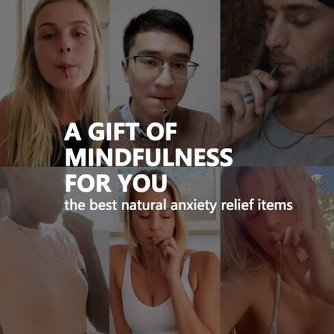 Mindful Breathing Necklace/Whistle and Velvet Bag & Brush, Anxiety Necklace for Stress Relief, Meditation Gifts, Calming Down Tool, Breathing Exercises in Kuwait