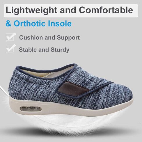 Womens Stylish Diabetic Shoes with Arch Support,Extra Wide Widths Walking Edema Sneakers Adjustable Strap Easy On/Off with 3 Pairs Insoles Replacement for Support Swollen Feet in Saudi Arabia