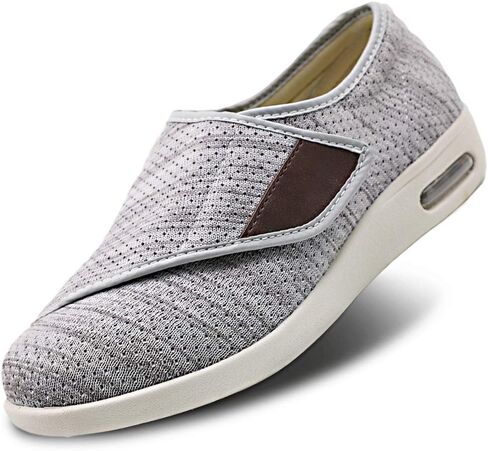 Womens Stylish Diabetic Shoes with Arch Support,Extra Wide Widths Walking Edema Sneakers Adjustable Strap Easy On/Off with 3 Pairs Insoles Replacement for Support Swollen Feet in Saudi Arabia