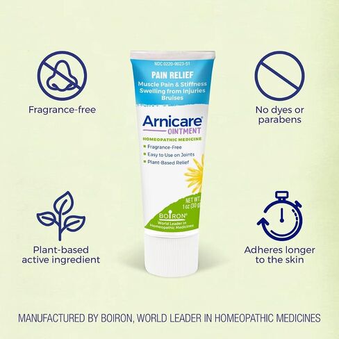 Boiron Arnicare Ointment for Soothing Relief of Joint Pain, Muscle Pain, Muscle Soreness, and Swelling from Bruises or Injury - Non-greasy and Fragrance-Free - 1 oz in Saudi Arabia