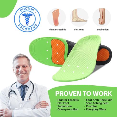 Plantar Fasciitis Arch Support Shoe Inserts Women & Men - Insoles Orthotic Inserts for Flat Feet, Cushioning Shoe Insoles for Foot Pain, Running, Heel Spurs, Arch Pain High Arch - Boot Insoles in Kuwait