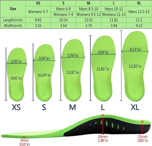 Plantar Fasciitis Arch Support Shoe Inserts Women & Men - Insoles Orthotic Inserts for Flat Feet, Cushioning Shoe Insoles for Foot Pain, Running, Heel Spurs, Arch Pain High Arch - Boot Insoles in Kuwait