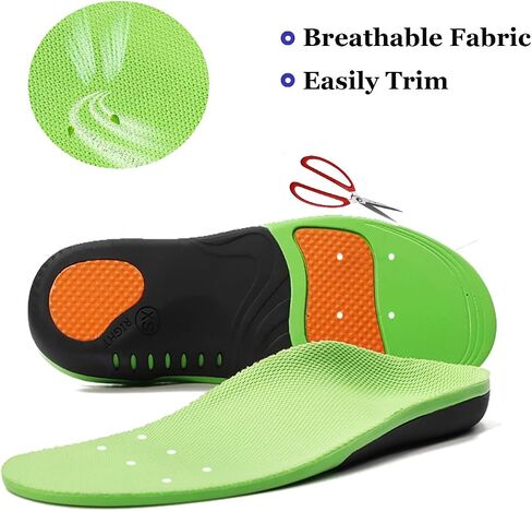 Plantar Fasciitis Arch Support Shoe Inserts Women & Men - Insoles Orthotic Inserts for Flat Feet, Cushioning Shoe Insoles for Foot Pain, Running, Heel Spurs, Arch Pain High Arch - Boot Insoles in Kuwait