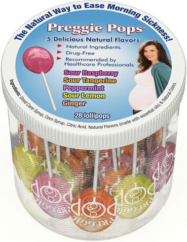 Preggie Pops - Morning Sickness Relief Candies for Pregnancy. Assorted Preggie Pops Soothing Relief for Pregnant Women - 28 Lollipops in Kuwait