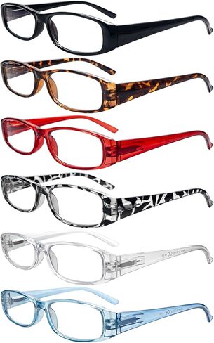 Ronecool Reading Glasses for Women/Men Blue Light Blocking, Computer Readers Anti Eye Strain Blocker Eyeglasses 6 Packs in Kuwait