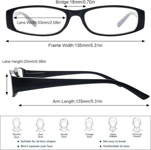 Ronecool Reading Glasses for Women/Men Blue Light Blocking, Computer Readers Anti Eye Strain Blocker Eyeglasses 6 Packs in Kuwait