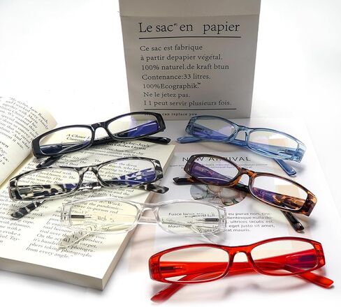 Ronecool Reading Glasses for Women/Men Blue Light Blocking, Computer Readers Anti Eye Strain Blocker Eyeglasses 6 Packs in Kuwait