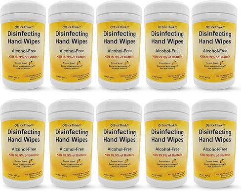 مناديل مبللة مطهرة مضادة للبكتيريا - عبوتان، مطهر/مطهر/مزيل الروائح الكريهة، رائحة الليمون المنعشة، خالية من الكحول، لطيفة على اليدين، ترطب بالصبار + فيتامين E، علب سهلة الوصول، 100 قطعة × 2 in Kuwait