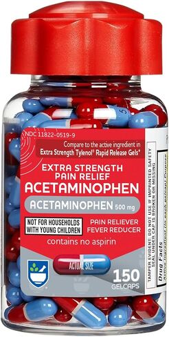 Rite Aid Extra Strength 500 mg Acetaminophen Pain Relief, Rapid Release Gelcaps - 150 Count | Pain Reliever, Joint Pain Relief | Muscle, Arthritis, Back Pain Relief Products in Saudi Arabia