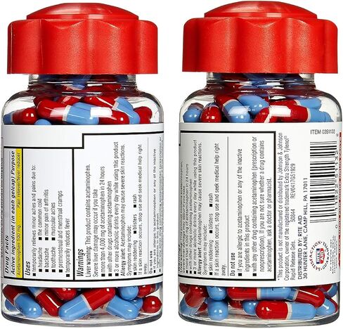 Rite Aid Extra Strength 500 mg Acetaminophen Pain Relief, Rapid Release Gelcaps - 150 Count | Pain Reliever, Joint Pain Relief | Muscle, Arthritis, Back Pain Relief Products in Saudi Arabia