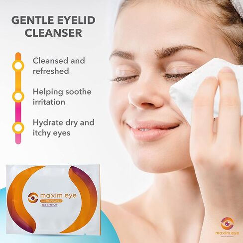 مجموعة مكسيم للعين، متوافقة مع قطرات العين، قطرات العين الخالية من مواد التشحيم فائقة الحافظة. صندوقان يحتوي كل منهما على 60 قارورة من قطرات العين فائقة التشحيم (إجمالي 120 قارورة) + 1 منديل جفن بزيت شجرة الشاي in Kuwait