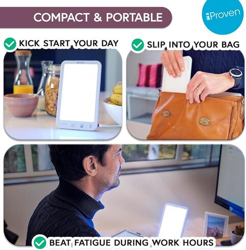 iProven Light Therapy Lamp, 12 000 lux lamp, 3 Colors, Blue & White Light, 15 Light Modes, Timer Function, Portable in Kuwait