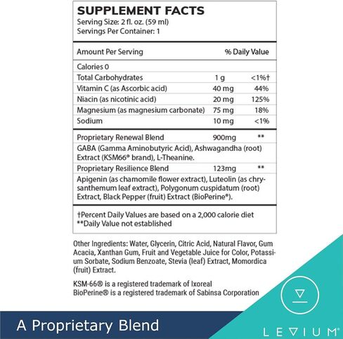 Levium Calming Stress Relief Vitamin Supplement | Natural Mood Boosting Liquid Shots (15 Day Supply) in Saudi Arabia