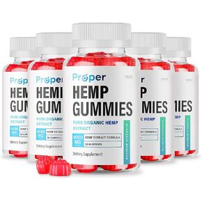 5 عبوات - علكات القنب المناسبة - القنب العضوي النقي من ProperHemp، زيت بوربر، صمغ الدببة القنب الدافعة، 300 مجم من مستخلص القنب لكل علكات طبيعية و9000 مجم لكل زجاجة (150 علكة لمدة 5 أشهر) in Kuwait