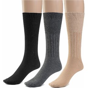 Silky Toes Cotton Diabetic Socks for Men Non Binding Seamless Dress Socks, 3 or 6 Pk Multi Colors Big Sizes