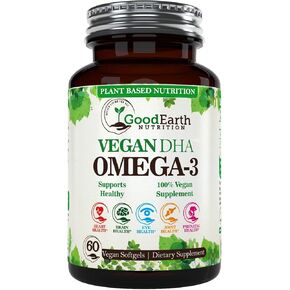 Algal Oil - Vegan DHA Omega 3 Fish Oil Supplements - Brain Booster,Joint Supplement & Prenatal Vitamin -Provides Healthy Heart & Immune Support - Burpless Algae Supplement - 60 Mini Fish Oil Softgels
