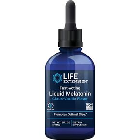 Life Extension Fast-Acting Liquid Melatonin – Sleep & Cellular Health Support Supplement – Gluten-Free – Non-GMO – Citrus-Vanilla Flavor – Net Wt. 2 fl.oz. (59 Servings) in Kuwait