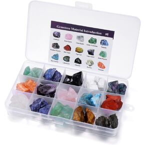 Jovivi 15 Assorted Natural Crystals Raw Rough Stones Bulk for Cabbing,Tumbling,Wicca, Reiki,Chakra Healing,Meditation,Home Indoor Decorations Christmas Day Gift in Saudi Arabia