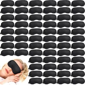 Tarpop 200 Pcs Eye Mask Sleeping Blindfold Eye Cover with Adjustable Strap for Games Party Team Building Travel Individually Wrapped Sleep Eye Cover for Women Men Kids (Black) in Saudi Arabia