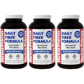 Yerba Prima Daily Fiber Formula Powder - 12 oz (Pack of 3) - Soluble & Insoluble Dietary Fiber Supplement - Colon Cleanse - Vegan, Non-GMO, Gluten-Free in Kuwait