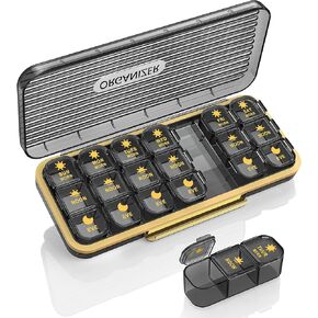 Pill Organizer 3 Times A Day - Acedada Weekly Pill Organizer 3 Times A Day, Large Pill Box 7 Day Medicine Organizer Pill Case, Pill Container Holder, Daily Pill Box 3 Times A Day, for Vitamin, Black G