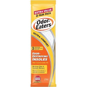 Odor-Eaters Ultra Comfort Insoles, One Size Fits Most - Odor Destroying Insoles, Slim Comfortable Fit, Odor Protection with Activated Charcoal, 3 Count (Pack of 3) in Saudi Arabia