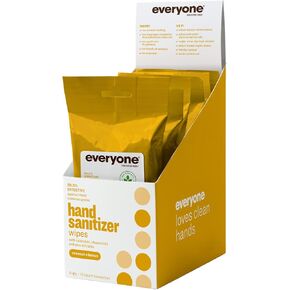 Everyone Hand Sanitizer Wipes, 15 Wipes (Pack of 6), Ruby Grapefruit, Plant Derived Alcohol with Pure Essential Oils in Kuwait