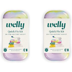 Welly Quick Fix Colorwash, On The Go First Aid Kit, Assorted Bandages, Ointments, and Hand Sanitizer, Tie Dye Patterns, 2 Pack in Kuwait