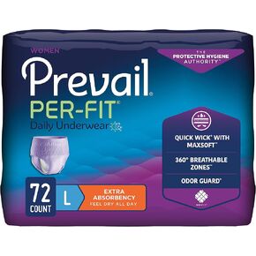 Prevail Per-Fit for Women Daily Protective Underwear, Pull-up Disposable Adult Diaper for Women, Extra Absorbency, Medium, 20 Count Bag