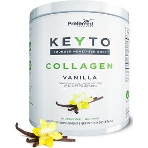 Keto Collagen Protein Powder with MCT Oil – Keto and Paleo Friendly Grass Fed and Pasture Raised Hydrolyzed Collagen Peptides – Fits Low Carb Diet and Keto Snacks – KEYTO Chocolate Flavor