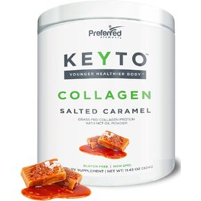 Keto Collagen Protein Powder with MCT Oil – Keto and Paleo Friendly Grass Fed and Pasture Raised Hydrolyzed Collagen Peptides – Fits Low Carb Diet and Keto Snacks – KEYTO Chocolate Flavor in Kuwait