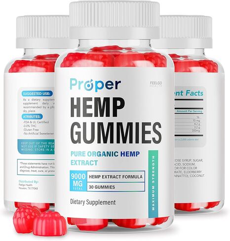 5 عبوات - علكات القنب المناسبة - القنب العضوي النقي من ProperHemp، زيت بوربر، صمغ الدببة القنب الدافعة، 300 مجم من مستخلص القنب لكل علكات طبيعية و9000 مجم لكل زجاجة (150 علكة لمدة 5 أشهر) in Kuwait