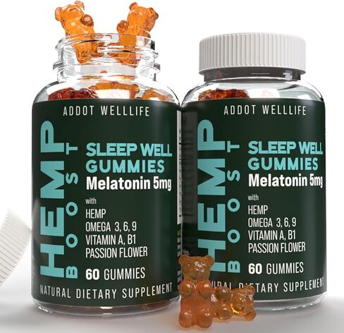 علكة ADDOT Hemp مع نوم أفضل - علكات فيتامين طبيعية عالية الفعالية WellLife - علكة مملوءة بزيت القنب النباتي - (زجاجتان 120 علكة، نوم جيد) in Kuwait