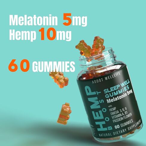 علكة ADDOT Hemp مع نوم أفضل - علكات فيتامين طبيعية عالية الفعالية WellLife - علكة مملوءة بزيت القنب النباتي - (زجاجتان 120 علكة، نوم جيد) in Kuwait