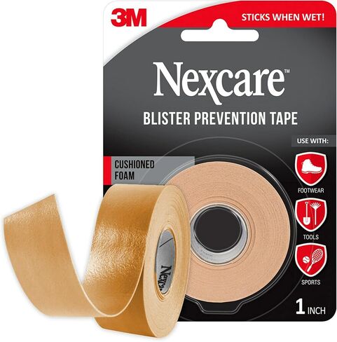 Nexcare Blister Prevention Tape, Waterproof Foam Medical Tape, Sticks Firmly to Skin to Help Prevent Blisters - 1 In x 5 Yds, 1 Roll of Tape in Kuwait