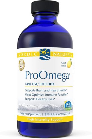 Nordic Naturals ProOmega Liquid, Lemon Flavor - 8 oz - 2840 mg Omega-3 - High Potency Fish Oil with EPA & DHA - Promotes Brain, Eye, Heart, & Immune Health - Non-GMO - 48 Servings in Saudi Arabia