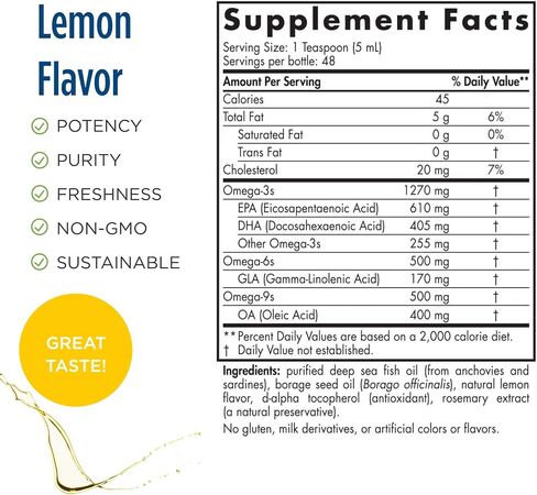 Nordic Naturals ProEFA 3-6-9, Lemon Flavor - 8 oz - 1270 mg Omega-3 - EPA & DHA with Added GLA - Healthy Skin & Joints, Cognition, Positive Mood - Non-GMO - 48 Servings in Saudi Arabia
