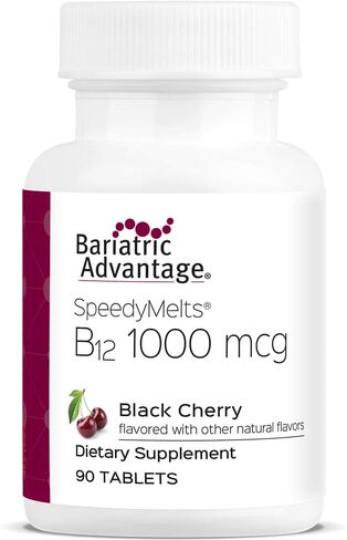 Bariatric Advantage B-12 Speedy Melts, Vitamin B12 1000 mcg Supplement, Fast Melting with 200 mcg of Folic Acid for Nutritional Support - Black Cherry, 30 Count in Kuwait