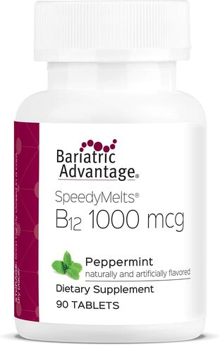 Bariatric Advantage B-12 Speedy Melts, Vitamin B12 1000 mcg Supplement, Fast Melting with 200 mcg of Folic Acid for Nutritional Support - Black Cherry, 30 Count in Kuwait