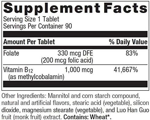 Bariatric Advantage B-12 Speedy Melts, Vitamin B12 1000 mcg Supplement, Fast Melting with 200 mcg of Folic Acid for Nutritional Support - Black Cherry, 30 Count in Kuwait