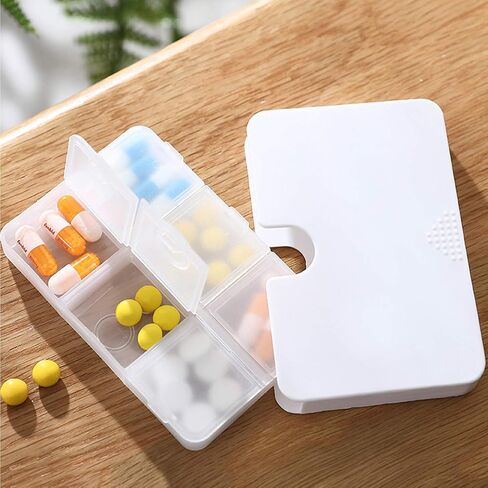 Portable Pill Organizer, 6 Compartments Travel Pill Case for Purse or Pocket -Small Pillbox Semi transparent black with locking hole (1 transparent black) in Saudi Arabia