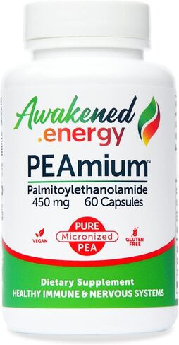 Palmitoylethanolamide 450mg Comfort Mobility Nerves Cognitive & Immune Support - Micronized High Absorption - All Natural PEA - USA Made - No Additives or Excipients - 30 Vegan Capsules Supplement in Saudi Arabia