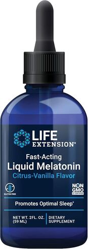 Life Extension Fast-Acting Liquid Melatonin – Sleep & Cellular Health Support Supplement – Gluten-Free – Non-GMO – Citrus-Vanilla Flavor – Net Wt. 2 fl.oz. (59 Servings) in Saudi Arabia